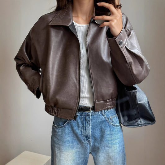 Sanyu Retro Leather Jacket