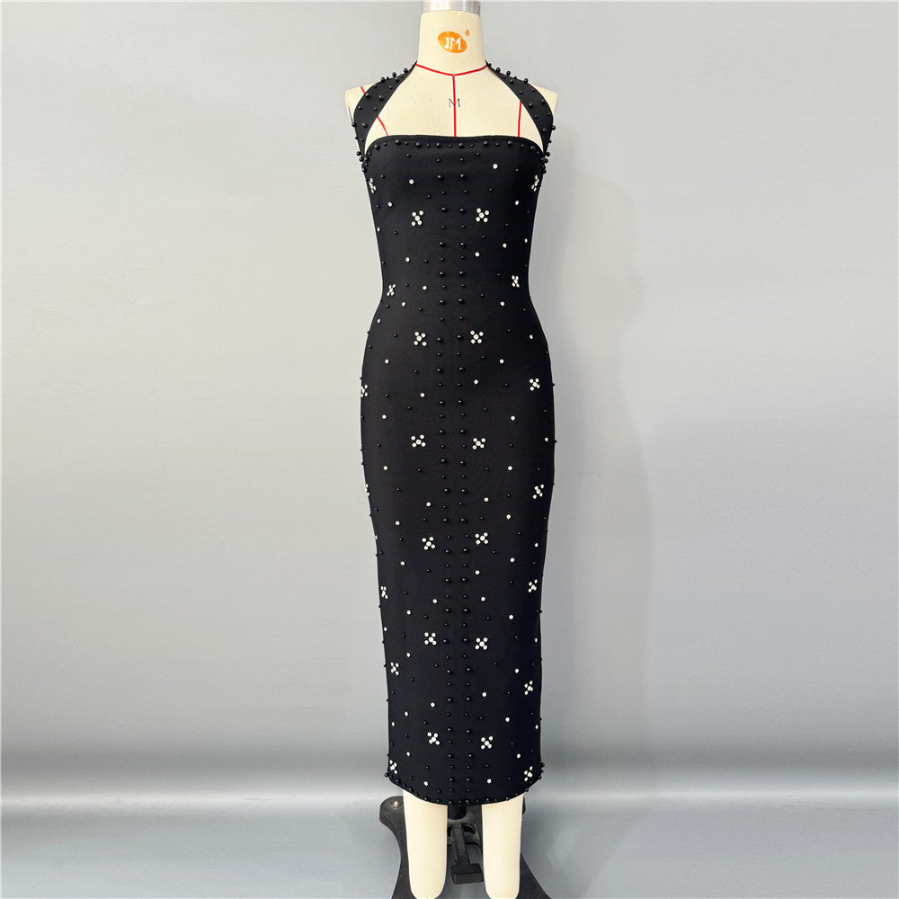 Ndem Halter Rhinestone Dress