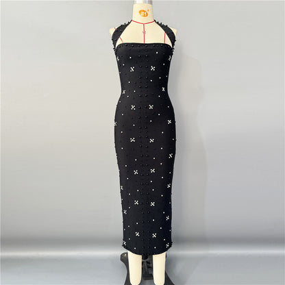 Ndem Halter Rhinestone Dress