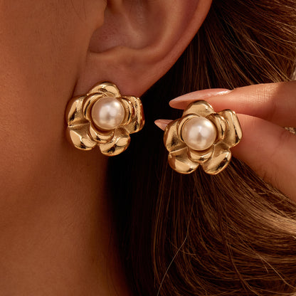 Boucles d'oreilles Zahara Pearl à motif floral