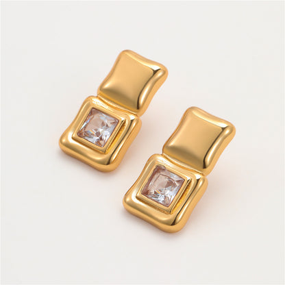 Azika Geometric Square Zircon Earrings
