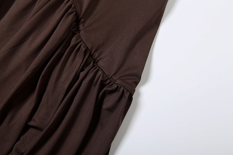 Robe Amira à col foulard fendue et dos nu