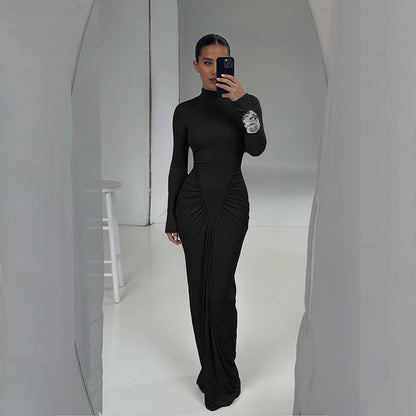 Robe plissée à col montant Zihana