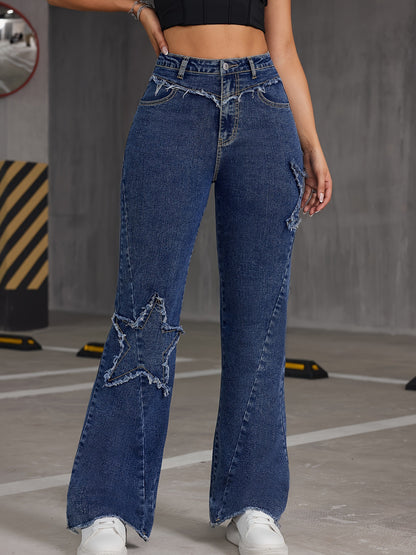 Pantalon en denim effiloché taille haute Ayola