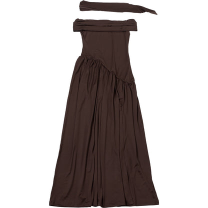 Robe Amira à col foulard fendue et dos nu
