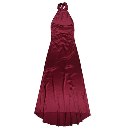Zuri Backless Halter Satin Maxi Dress