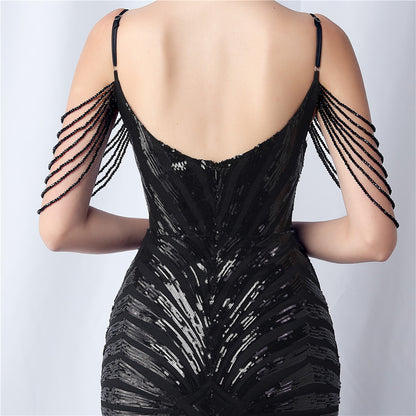 Zelina Beaded Sling Event Dress