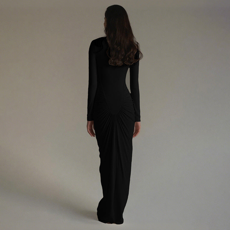 Robe plissée à col montant Zihana
