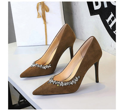 Taye Rhinestone Suede Pumps