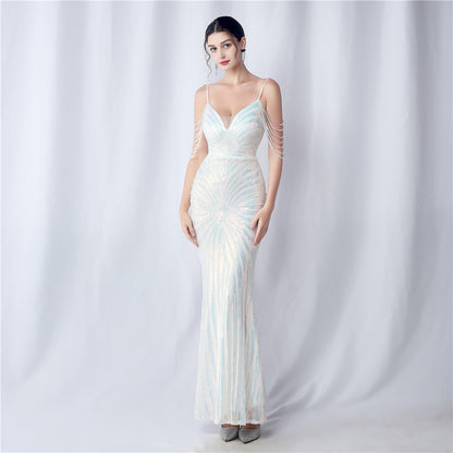 Zelina Beaded Sling Event Dress
