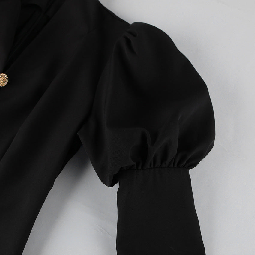 Robe de luxe Zefira noire trapèze