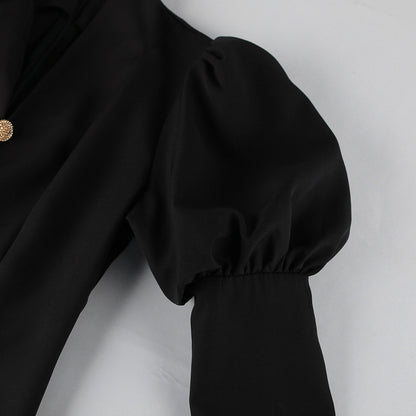 Robe de luxe Zefira noire trapèze