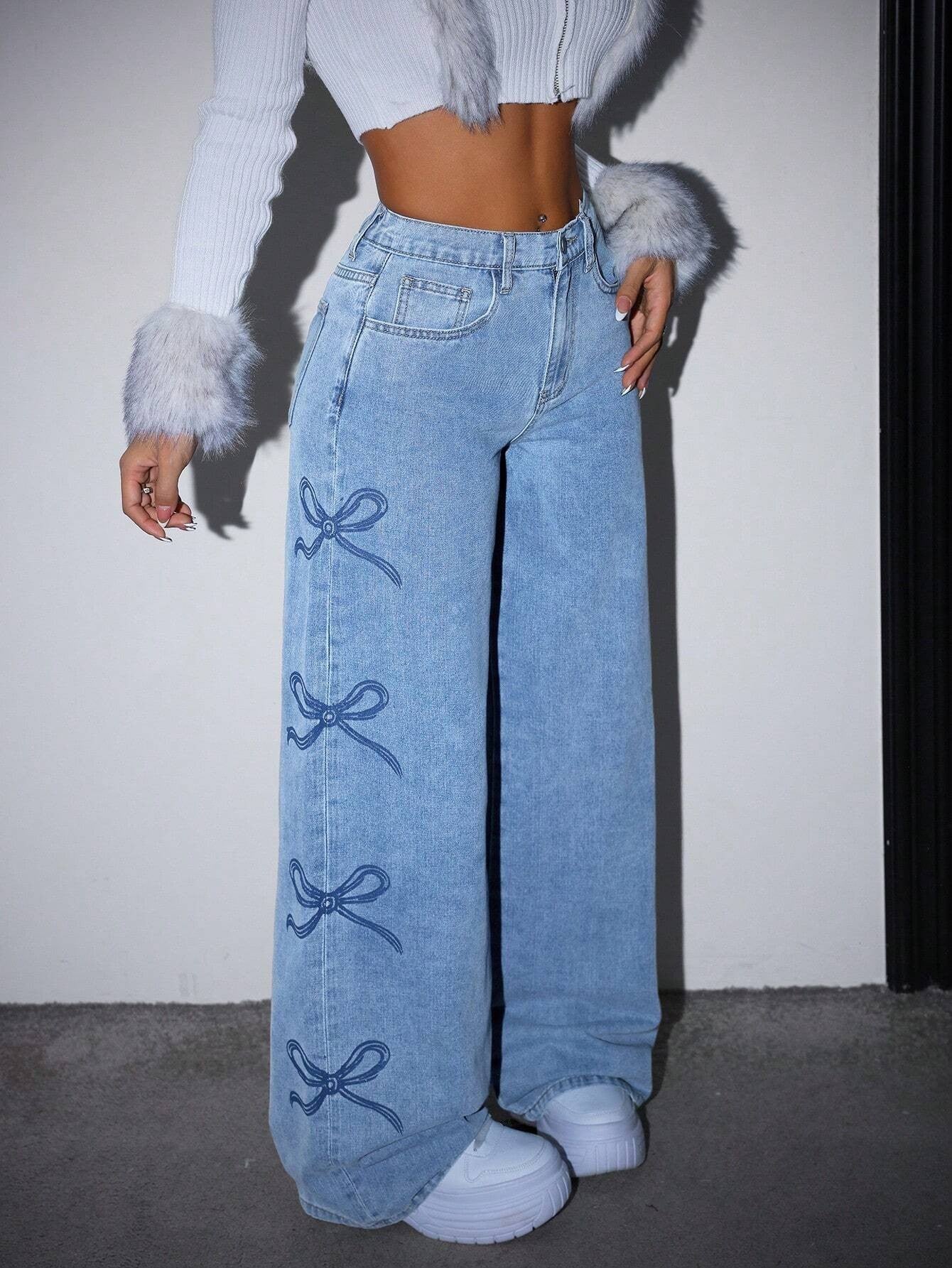 Zamira Butterfly Printed Wide-Leg Jeans