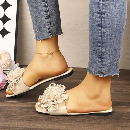 Zahira Floral Flat Slippers