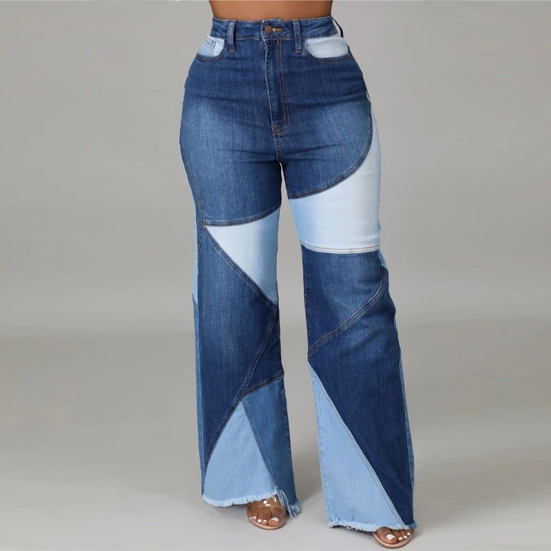 Jean Nyala bicolore à jambes larges
