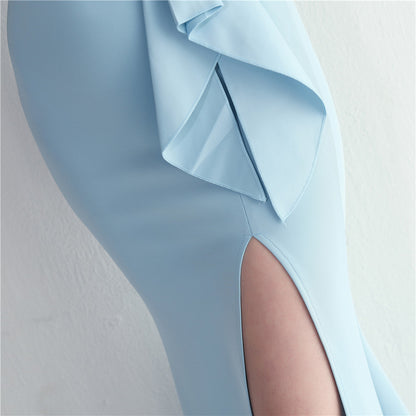 Zayla Beaded Mesh Split Dress