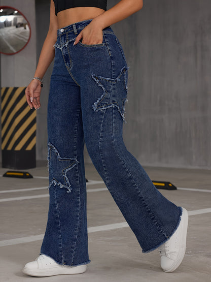 Pantalon en denim effiloché taille haute Ayola