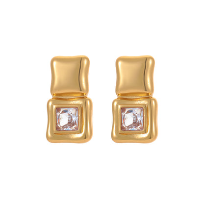 Azika Geometric Square Zircon Earrings