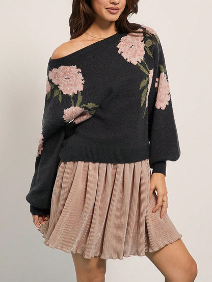 Afiya Floral Knit Sweater