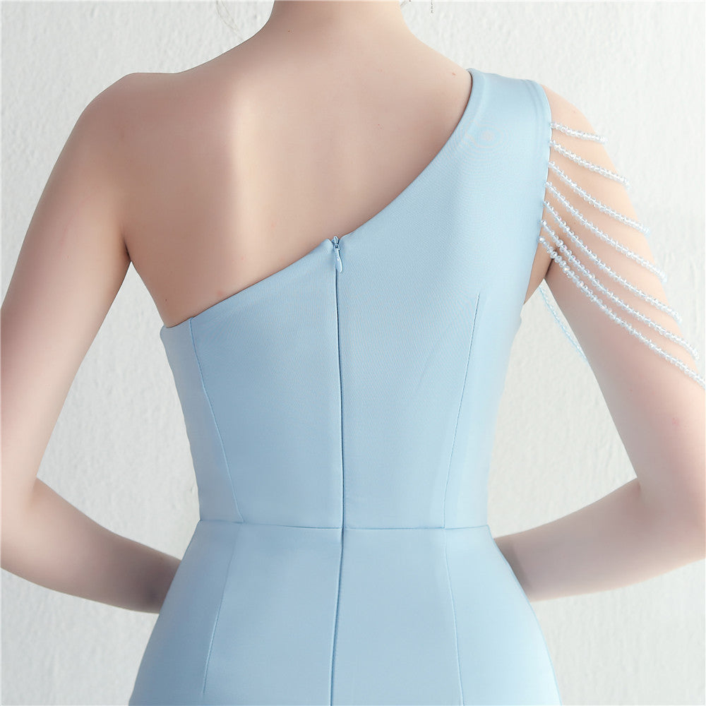 Zayla Beaded Mesh Split Dress