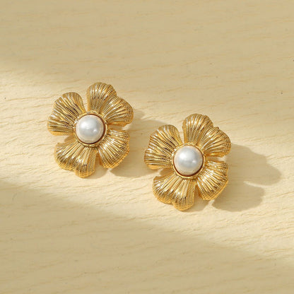 Boucles d'oreilles Zahara Pearl à motif floral