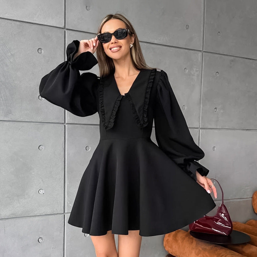 Adira Black Bell-Sleeve Dress