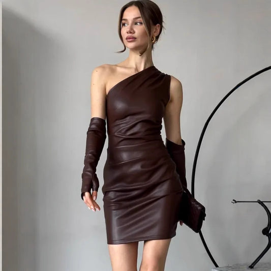 Nolwazi Faux Leather Power Dress
