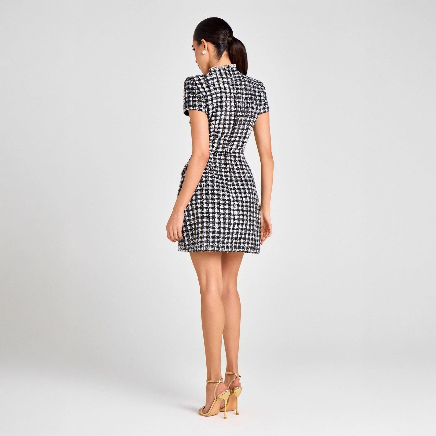 Robe mini à carreaux et perles Céline coupe ajustée