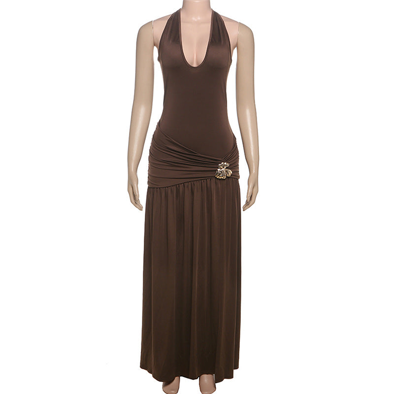 Robe Ziyana dos nu fendue et licou