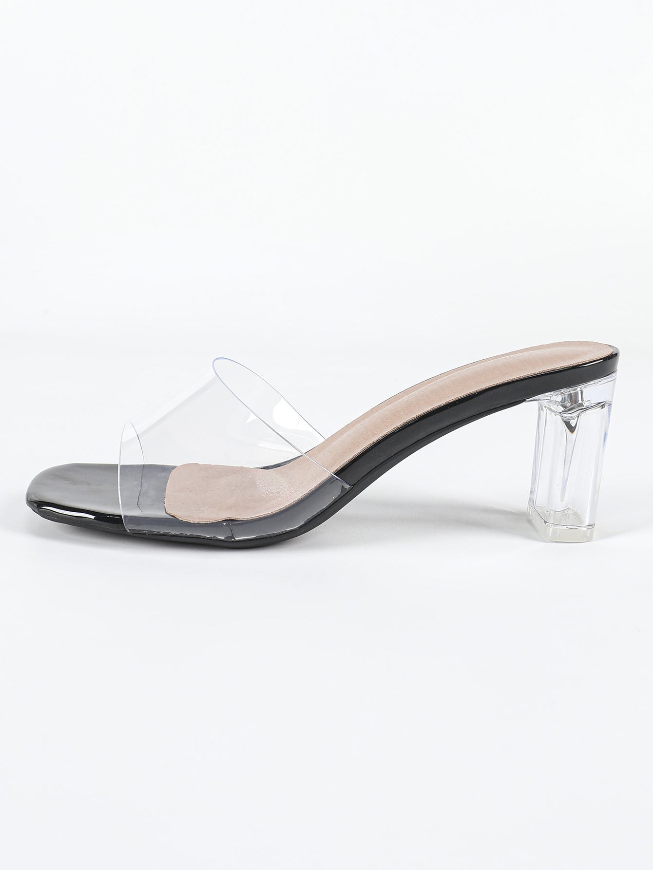 Escarpins à talons carrés transparents Zola