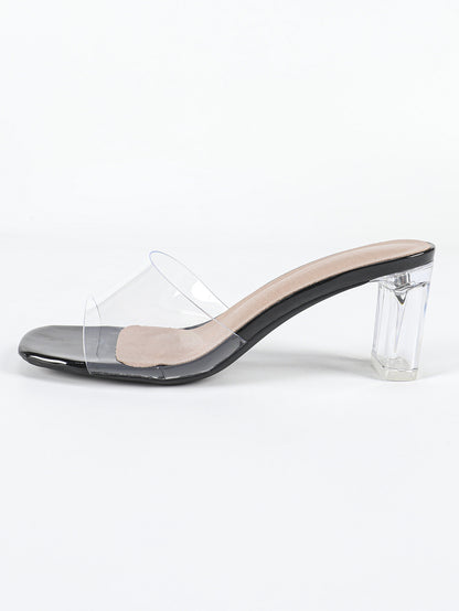 Escarpins à talons carrés transparents Zola