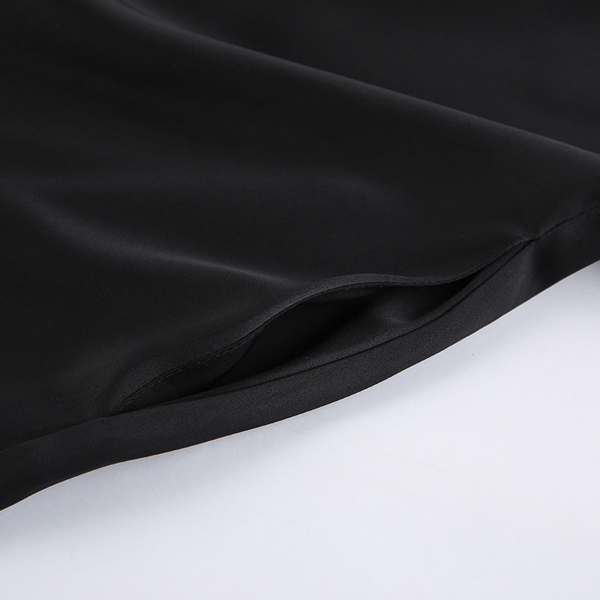 Robe en satin noir Ifunanya