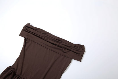 Robe Amira à col foulard fendue et dos nu