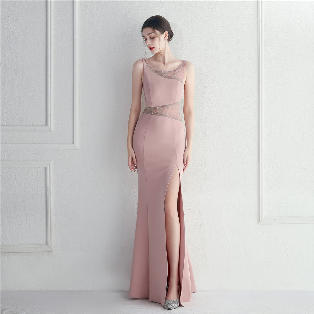 Robe de soirée Zayira en résille strassée
