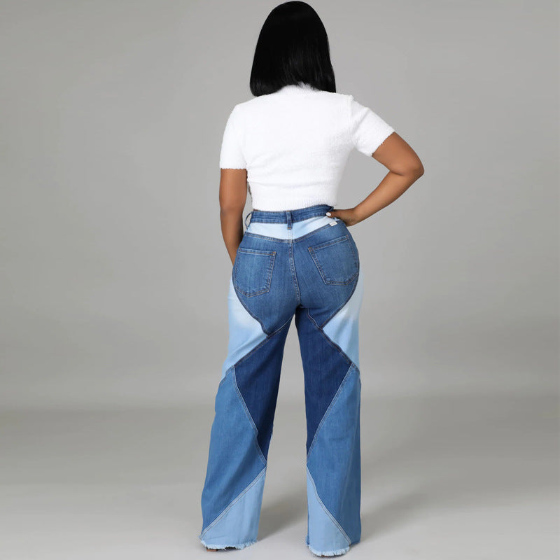 Jean Nyala bicolore à jambes larges