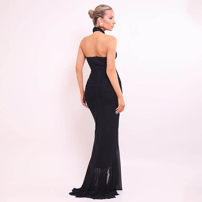 Robe dos nu à volants Zelia