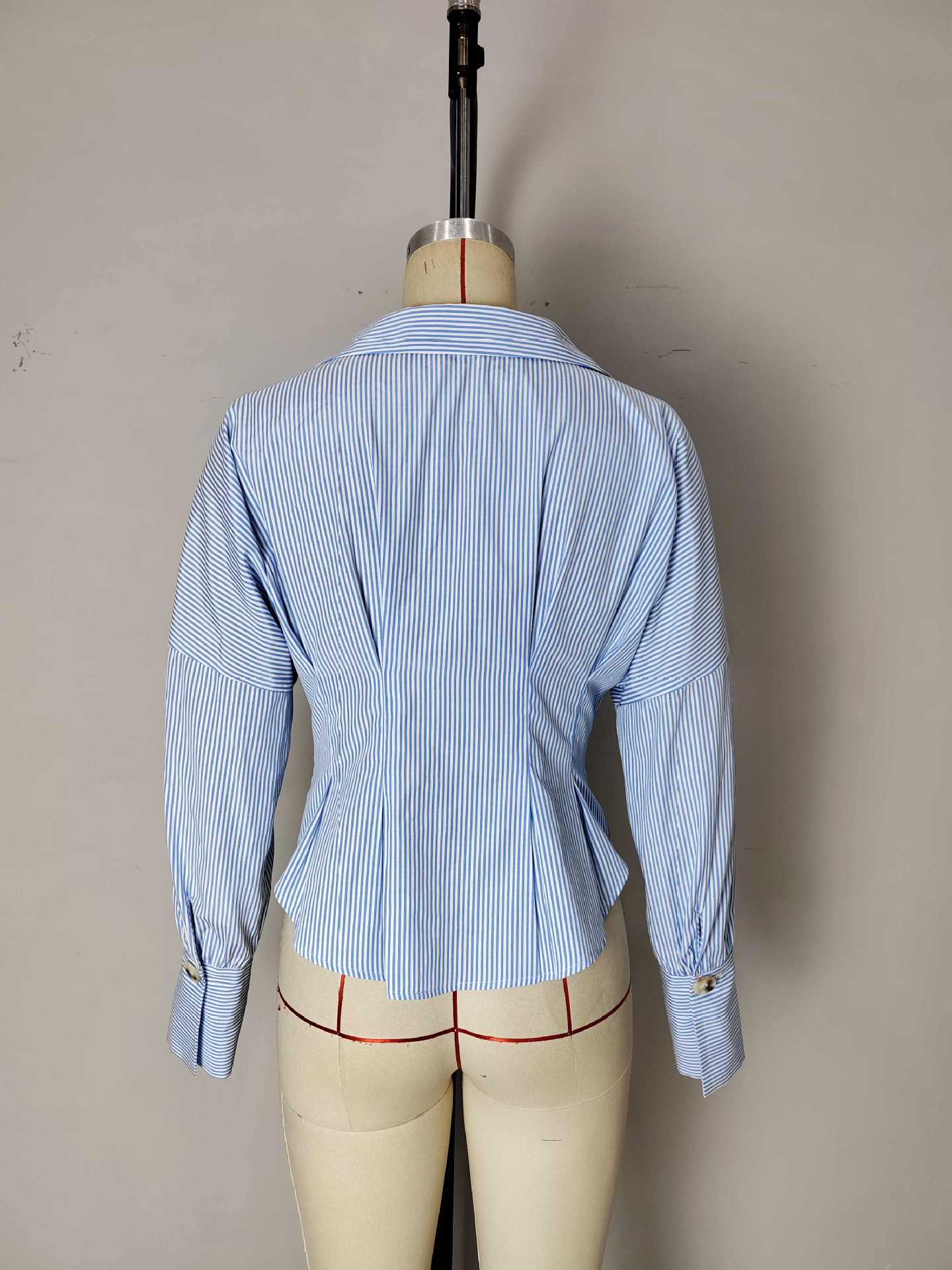 Sefira Striped Pleated Puff Shirt