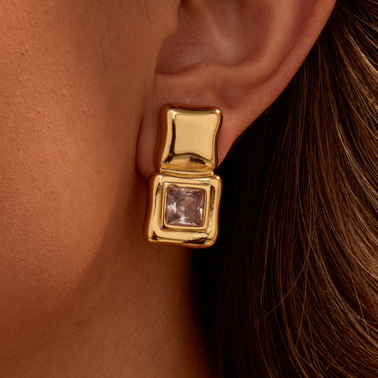 Azika Geometric Square Zircon Earrings