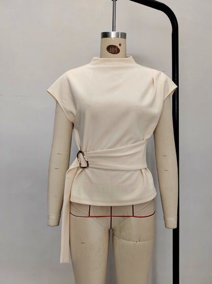 Saniya Cream Button Top