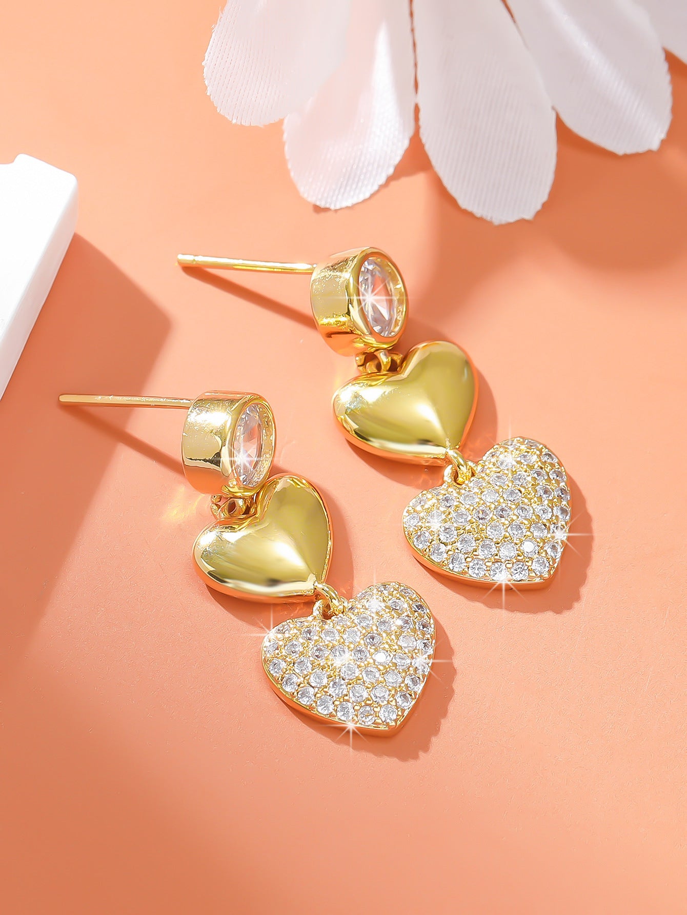 Zinara Double Love Heart Earrings