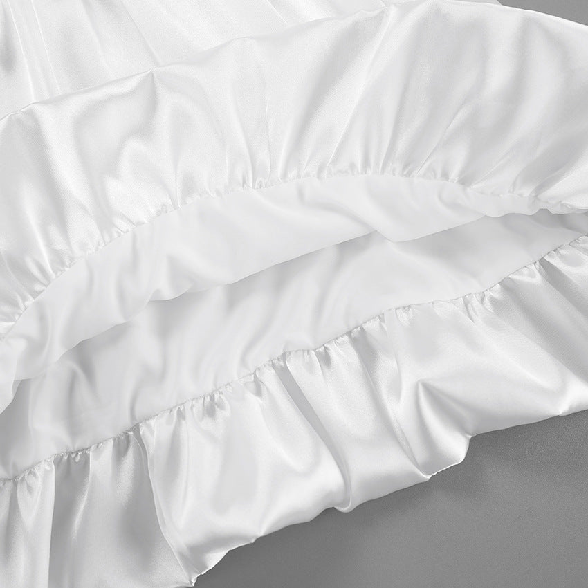 Adanna White Glow Satin Dress