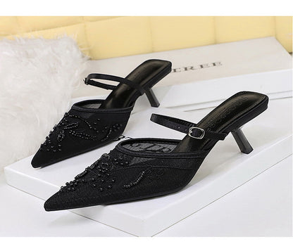 Nayela Floral Lace Stiletto Slippers