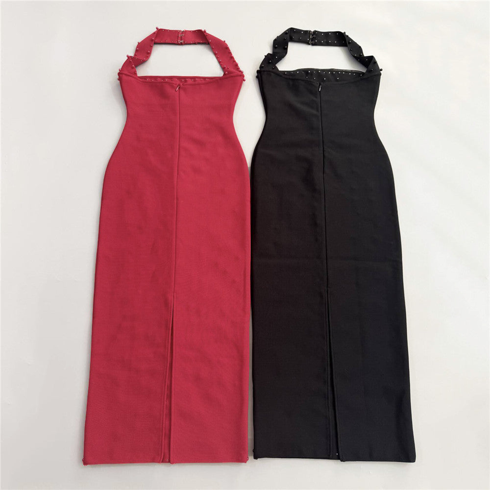 Ndem Halter Rhinestone Dress