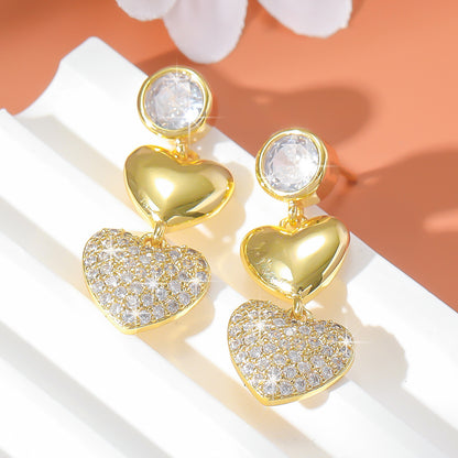 Zinara Double Love Heart Earrings