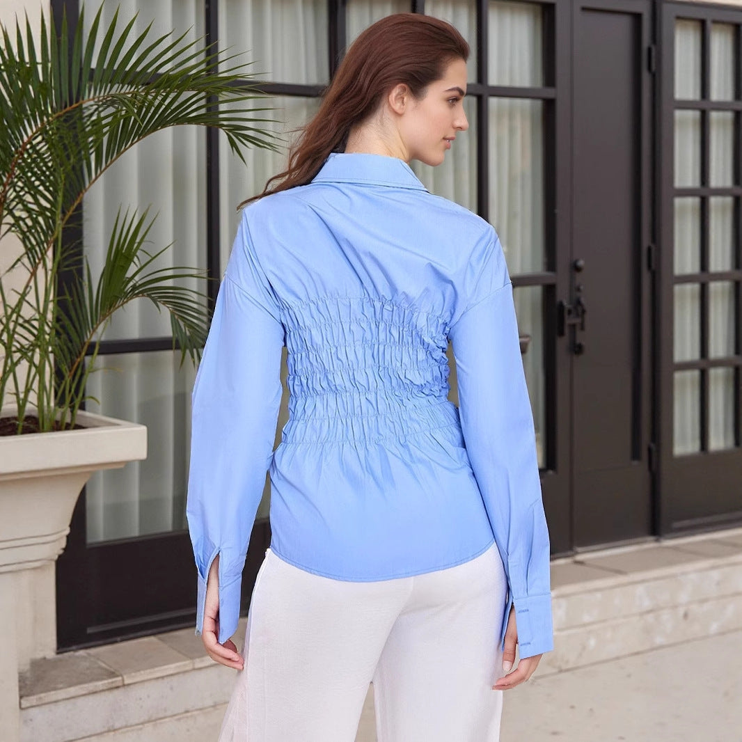 Zyra Pleat Sky Top