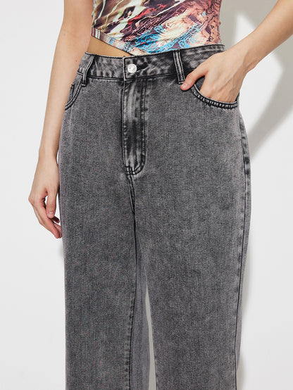 Nyara Straight Loose High-Waist Denim Trousers